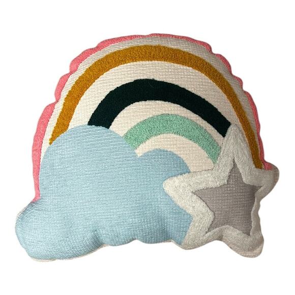 NWT Raj Rainbow Cloud Decorative Throw Pillow - Boho Kids Room Cushion - Picture 1 of 6